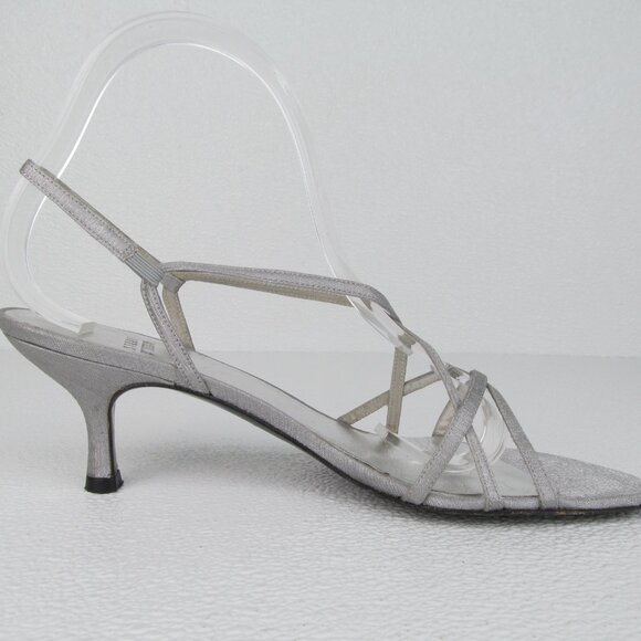 Stuart Weitzman Strappy Sandals Heels Silver size 7 - Picture 5 of 10
